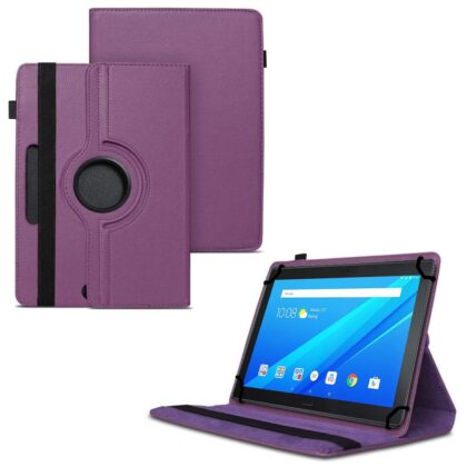 TGK 360 Degree Rotating Universal 3 Camera Hole Leather Stand Case Cover for Lenovo Tab 4 10 TB-X304L / TB-X304F / TB-X304N 10.1 inch – Purple