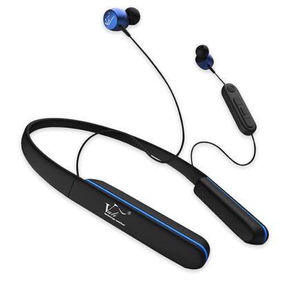 Vali V-90 Bluetooth 5.2 Wireless Headphones, Lightweight Ergonomic Neckband 110 Hours Ultimate Backup with Microphone – Black