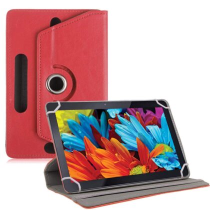 TGK Universal 360 Degree Rotating Leather Rotary Swivel Stand Case Cover for iBall Slide Nova 4G Tablet (10.1 inch) – Red