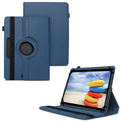 TGK 360 Degree Rotating Universal 3 Camera Hole Leather Stand Case Cover for iBall Perfect 10 Tablet PC (10.1 inch) – Dark Blue