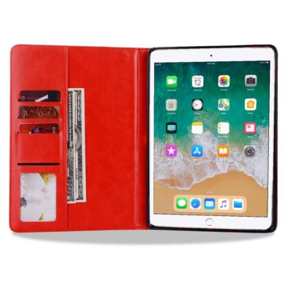 TGK Luxury Leather Smart Flip Case Cover Stand with Card Slots for iPad Air 1 Gen 2013-9.7 Inch [A1474 A1475 A1476] Red