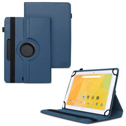 TGK 360 Degree Rotating Universal 3 Camera Hole Leather Stand Case Cover for Acer Iconia One B3-A20 10 inch Tablet – Dark Blue