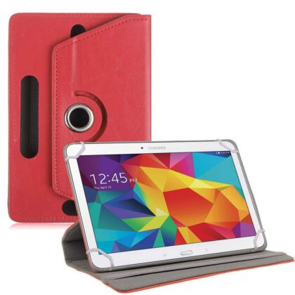 TGK 360 Degree Rotating Leather Rotary Swivel Stand Case Cover for Samsung Galaxy Tab 4 10.1 SM-T530 Tablet (Red)