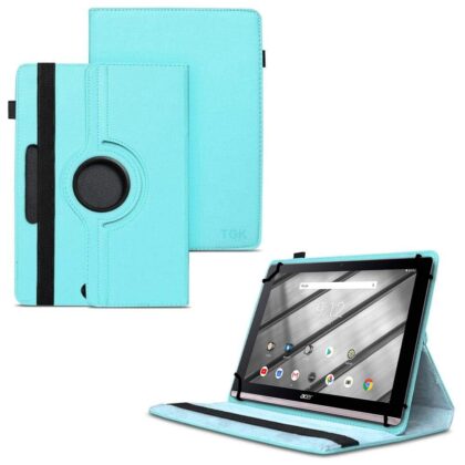 TGK 360 Degree Rotating Universal 3 Camera Hole Leather Stand Case Cover for Acer Iconia One 10 B3-A50 10.1-Inch Tablet – Sky Blue