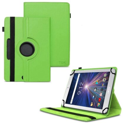 TGK 360 Degree Rotating Universal 3 Camera Hole Leather Stand Case Cover for Acer Iconia One 8 B1-870 Tablet 8 inch – Green