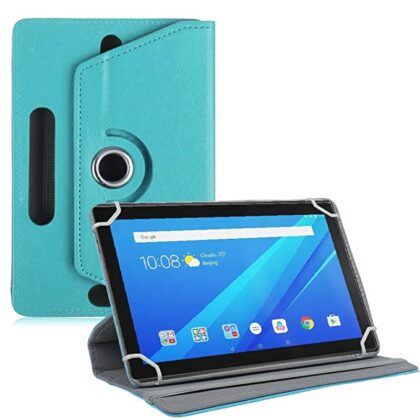TGK Universal 360 Degree Rotating Leather Rotary Swivel Stand Case Cover for Lenovo Tab 4 10.1 inch Tablet (Sky Blue)