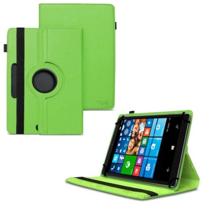 TGK 360 Degree Rotating Universal 3 Camera Hole Leather Stand Case Cover for Alcatel OneTouch Pixi 3 8 inch Tablet – Green