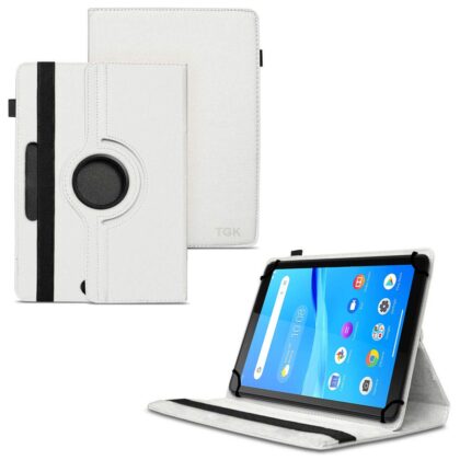 TGK 360 Degree Rotating 3 Camera Hole Leather Stand Case Cover for Lenovo Tab M7 7 inch Tablet (White)