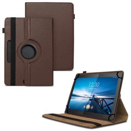 TGK 360 Degree Rotating Universal 3 Camera Hole Leather Stand Case Cover for Lenovo Tab M10 X605l Tablet (10.1 inch) – Brown