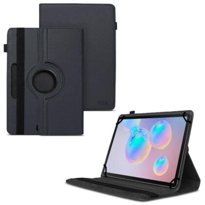 TGK 360 Degree Rotating Universal 3 Camera Hole Leather Stand Case Cover for Samsung Galaxy Tab S6 10.5 Inch SM-T860/T865/T867 – Black