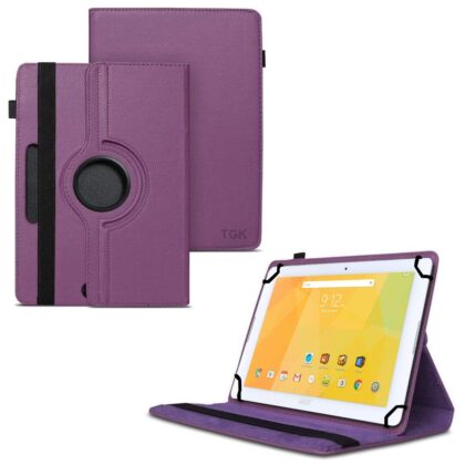 TGK 360 Degree Rotating Universal 3 Camera Hole Leather Stand Case Cover for Acer Iconia One B3-A20 10 inch Tablet – Purple