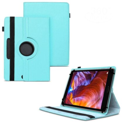 TGK 360 Degree Rotating Universal 3 Camera Hole Leather Stand Case Cover for Huawei MediaPad M5 Tablet 8.4 Inch-Sky Blue