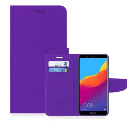 TGK Leather Flip Wallet Case Cover for Honor 7C (Purple)