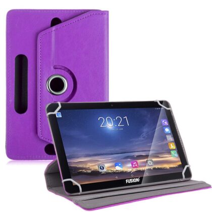 TGK 360 Degree Rotating Leather Rotary Swivel Stand Case Cover for Fusion5 10.1″ 4G Tablet (Purple)