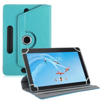 TGK 360 Degree Rotating Leather Rotary Swivel Stand Case Cover for Lenovo Tab E10 TB-X104F 10.1 inch (Sky Blue)