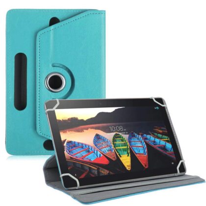 TGK 360 Degree Rotating Leather Rotary Swivel Stand Case Cover for Lenovo Tab 3 10 Business TB3-X70L (Sky Blue)