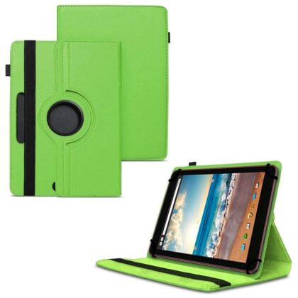 TGK 360 Degree Rotating Universal 3 Camera Hole Leather Stand Case Cover for Dell Venue 8 Tablet (8 inch)-Green
