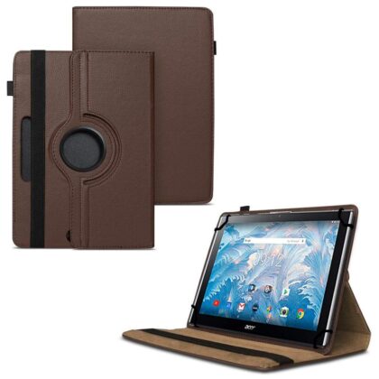 TGK 360 Degree Rotating Universal 3 Camera Hole Leather Stand Case Cover for Acer Iconia One 10 B3-A40 Tablet (10.1) – Brown
