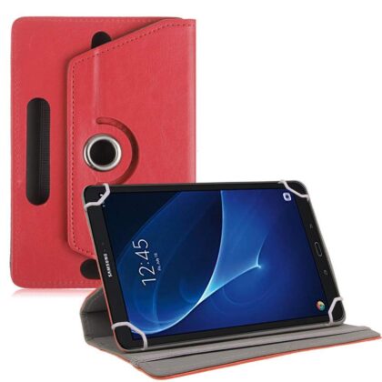 TGK Universal 360 Degree Rotating Leather Rotary Swivel Stand Case Cover for Samsung Galaxy Tab A 10.1 T580 Tablet (Red)