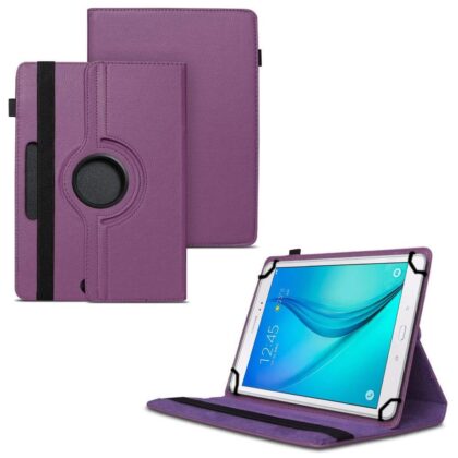 TGK 360 Degree Rotating Universal 3 Camera Hole Leather Stand Case Cover for Samsung Galaxy Tab A 9.7 inch SM-T550, T551, T555 – Purple