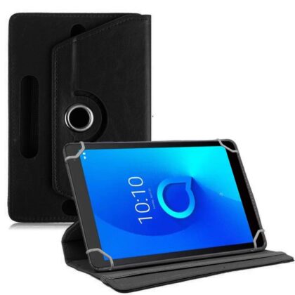 TGK Universal 360 Degree Rotating Leather Rotary Swivel Stand Case Cover for Alcatel 1T 10 inch Tablet – Black