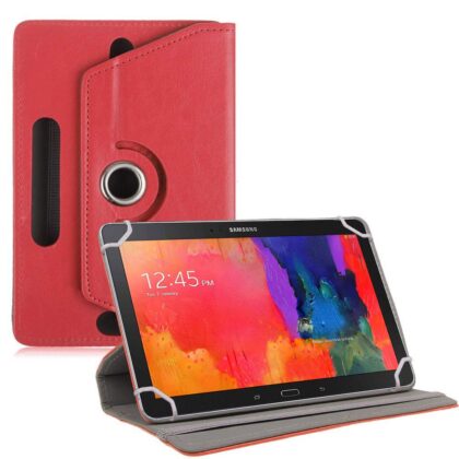 TGK 360 Degree Rotating Leather Rotary Swivel Stand Case Cover for Samsung Galaxy Tab Pro 10.1 inch Models SM-T520, SM-T525 (Red)