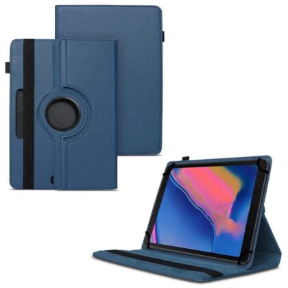 TGK 360 Degree Rotating Universal 3 Camera Hole Leather Stand Case Cover for Samsung Galaxy Tab A Plus 8.0 SM-P200 SM-P205-Dark Blue