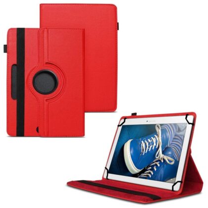 TGK 360 Degree Rotating Universal 3 Camera Hole Leather Stand Case Cover for Lenovo Tab 2 A10-30 10.1″ Tablet – Red