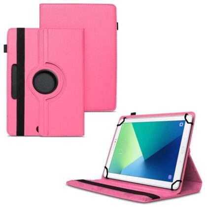 TGK 360 Degree Rotating Universal 3 Camera Hole Leather Stand Case Cover for Samsung Galaxy Tab A A6 With S Pen (10.1 Inch) P580, P585, P585N – Hot Pink