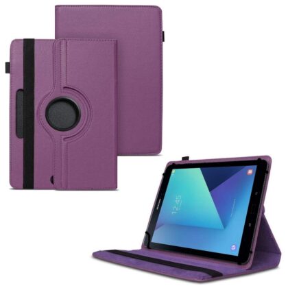 TGK 360 Degree Rotating Universal 3 Camera Hole Leather Stand Case Cover for Samsung Galaxy Tab S3 9.7 inch SM- T820, T825, T827 – Purple