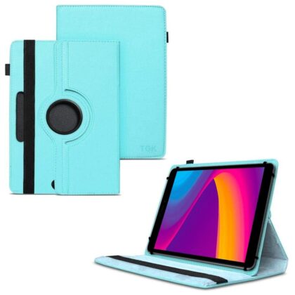 TGK 360 Degree Rotating 3 Camera Hole Leather Stand Case Cover for Panasonic Tab 8 HD Tablet 8 inch (Sky Blue)