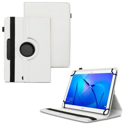 TGK 360 Degree Rotating Universal 3 Camera Hole Leather Stand Case Cover for Honor MediaPad T3 10 9.6 inch Tablet-White