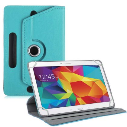 TGK 360 Degree Rotating Leather Rotary Swivel Stand Case Cover for Samsung Galaxy Tab 4 10.1 SM-T530 Tablet (Sky Blue)
