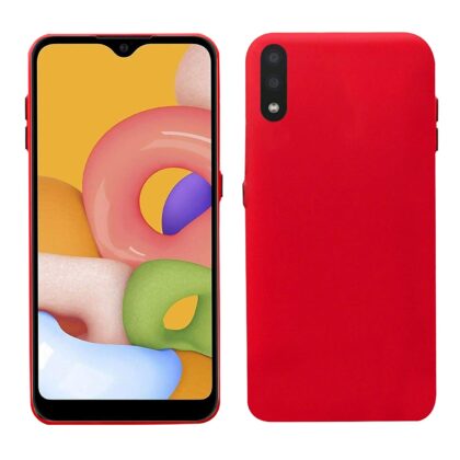 TGK Mobile Covers, Liquid Silicone Back Case Compatible for Samsung Galaxy A01 Cover (Red)