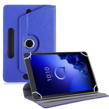 TGK Universal 360 Degree Rotating Leather Rotary Swivel Stand Case Cover for Alcatel 3T 10 Tablet 10 inch – Dark Blue