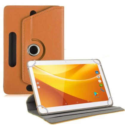 TGK 360 Degree Rotating Leather Rotary Swivel Stand Case Cover for Swipe Slate Pro 10 inch Tablet – Orange