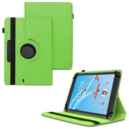 TGK 360 Degree Rotating Universal 3 Camera Hole Leather Stand Case Cover for Lenovo Tab 4 8 Plus TB-8704X / TB-8704F / TB-8704N 8 Inch Tablet -Green