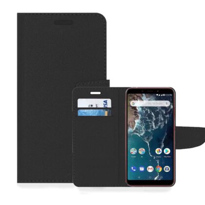 TGK Leather Flip Wallet Case Cover for Xiaomi Mi A2 (Black)