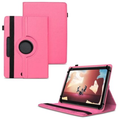 TGK 360 Degree Rotating Universal 3 Camera Hole Leather Stand Case Cover for Huawei MediaPad M5 Lite 10-Inch Tablet 2018 Release – Hot Pink