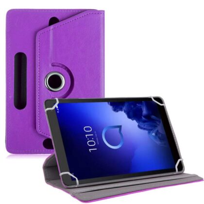 TGK Universal 360 Degree Rotating Leather Rotary Swivel Stand Case Cover for Alcatel 3T 10 Tablet 10 inch – Purple