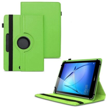 TGK 360 Degree Rotating Universal 3 Camera Hole Leather Stand Case Cover for Huawei MediaPad T3 8 inch Tablet-Green