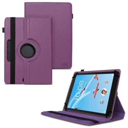 TGK 360 Degree Rotating Universal 3 Camera Hole Leather Stand Case Cover for Lenovo Tab E8 (TB-8304F) 8-Inch Tablet 2018 release – Purple