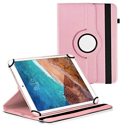 TGK 360 Degree Rotating Universal 3 Camera Hole Leather Stand Case Cover for Xiaomi Mi Pad 4 Plus (10.1 inch) – Light Pink