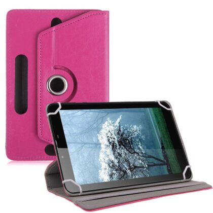 TGK Universal 360 Degree Rotating Leather Rotary Swivel Stand Case Cover for Swipe Slice 7 inch Tablet (Pink)