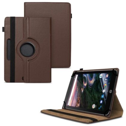 TGK 360 Degree Rotating Universal 3 Camera Hole Leather Stand Case Cover for HP Pro 8 Tablet 8 inch – Brown