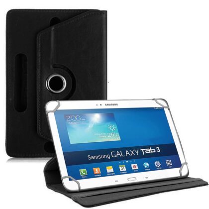 TGK Universal 360 Degree Rotating Leather Rotary Swivel Stand Case Cover for Samsung Galaxy Tab 3 10.1 P5220 (Black)