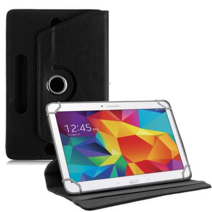 TGK 360 Degree Rotating Leather Rotary Swivel Stand Case Cover for Samsung Galaxy Tab 4 10.1 SM-T530 Tablet (Black)