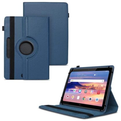 TGK 360 Degree Rotating Universal 3 Camera Hole Leather Stand Case Cover for Huawei Mediapad T5 10 10.1 inch 2018 – Dark Blue