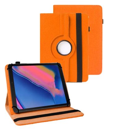 TGK 360 Degree Rotating Universal 3 Camera Hole Leather Stand Case Cover for Samsung Galaxy Tab A Plus 8.0 SM-P200 SM-P205-Orange