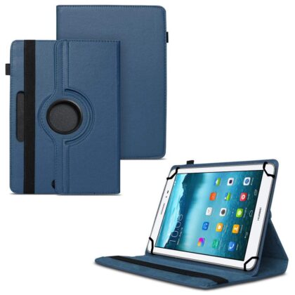 TGK 360 Degree Rotating Universal 3 Camera Hole Leather Stand Case Cover for HUAWEI MediaPad T1 8.0 Pro Tablet-Dark Blue